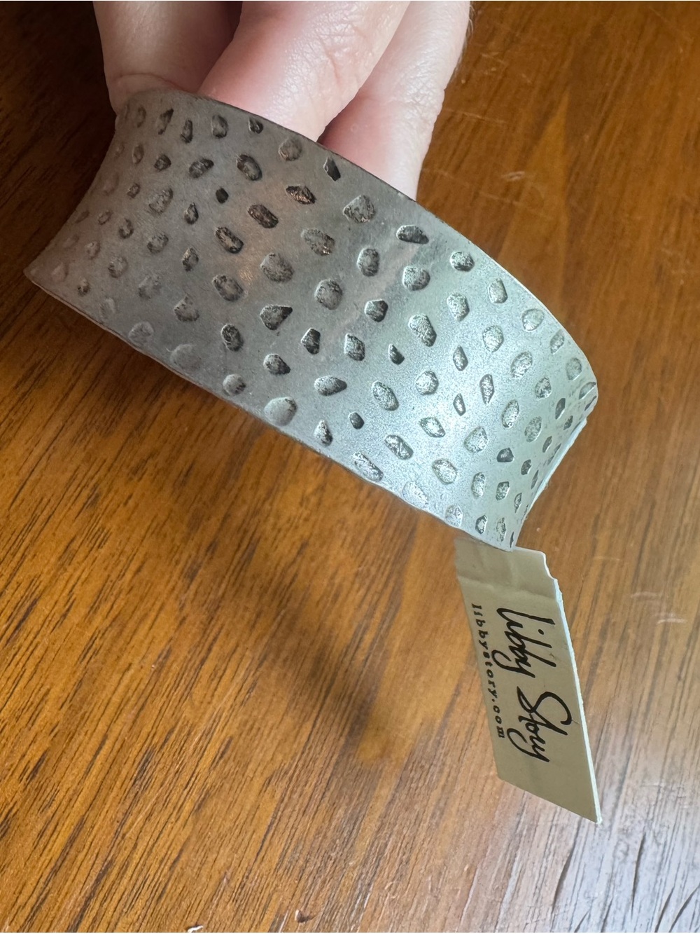 Silver Hammered Metal Bracelet- Textured Accent